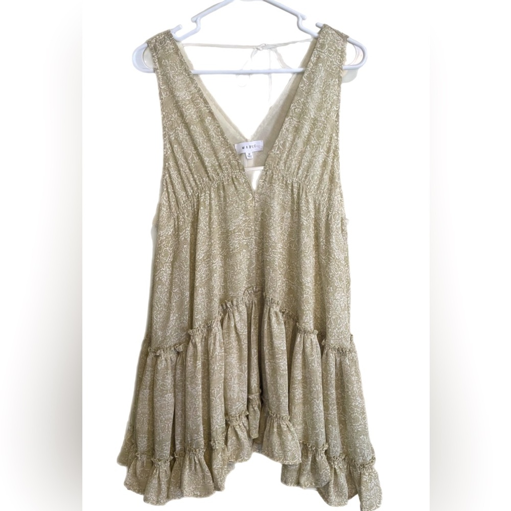 Mable Tunic Tiered Sleeveless Pattern Dress Medium Bohemian Cottagecore Milkmaid